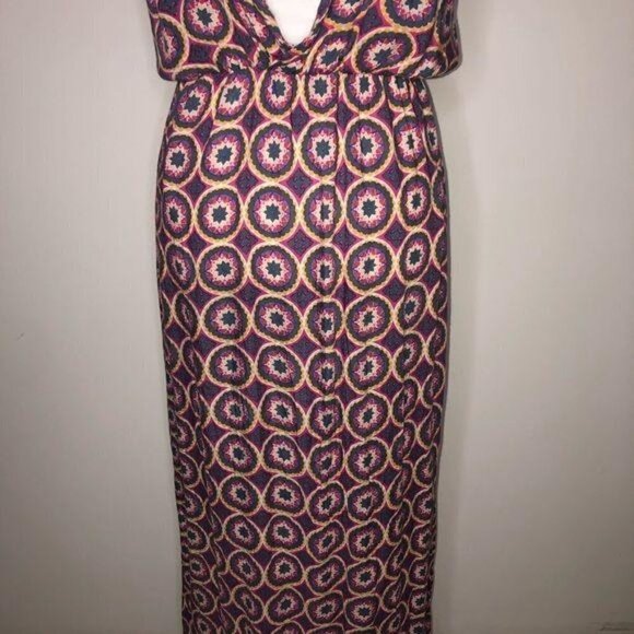 Tiare Hawaii Dress One Size OSFM Womens High Low Pink Gray Elastic Waist Straps - Picture 7 of 15